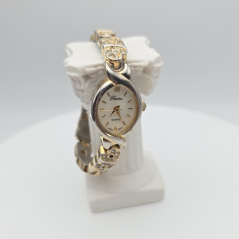Vintage ROYALTON Women's Watch‎ Crystal Gold & Silver Tone 5.5" New Battery